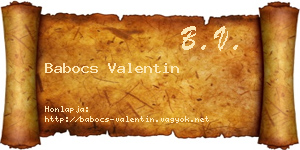 Babocs Valentin névjegykártya
